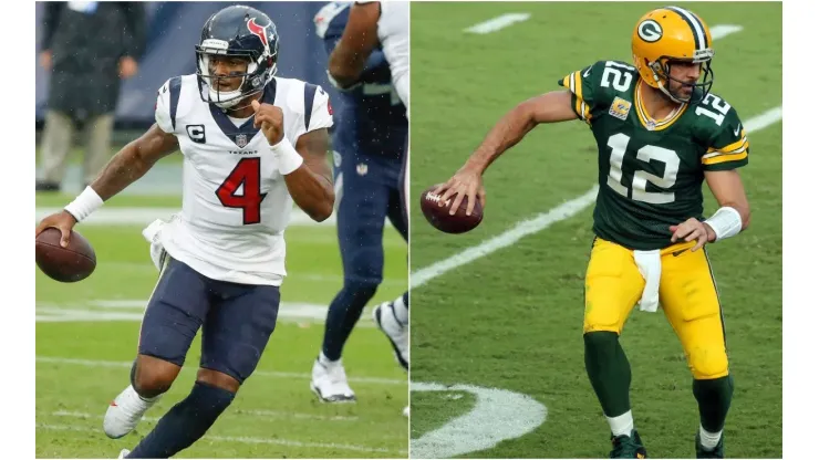 Texans' Deshaun Watson (left) and Packers' Aaron Rodgers (right). (Getty)
