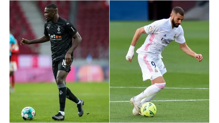 Marcus Thuram (left) and Karim Benzema (right). (Getty)
