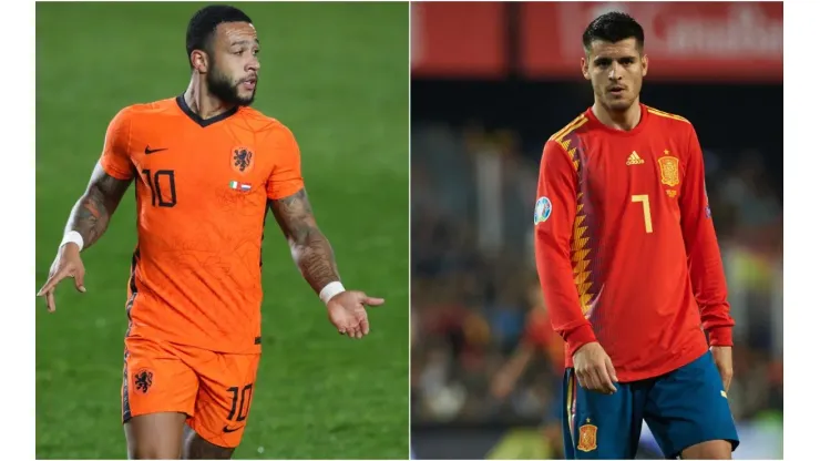 Memphis Depay (left) and Alvaro Morata (right). (Getty)
