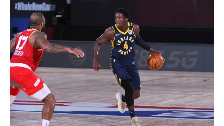 Victor Oladipo facing the Rockets during an NBA bubble game. (Getty)
