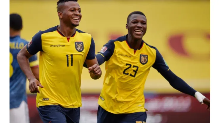 Martin Estrada celebrates after scoring Ecuador's third goal against Colombia. (Getty)
