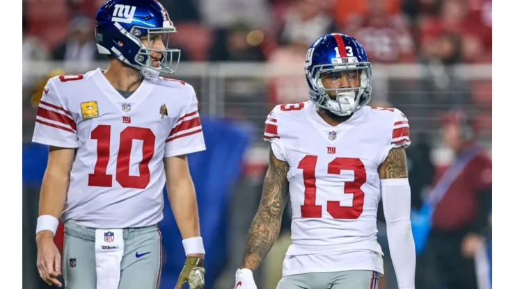 Eli Manning (left) and Odell Beckham Jr (right). (Getty)
