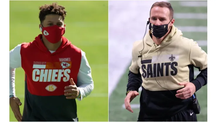 Patrick Mahomes (left) and Drew Brees (right). (Getty)
