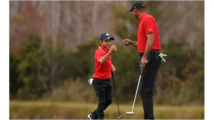 Tiger Woods and his son Charlie. (Getty)
