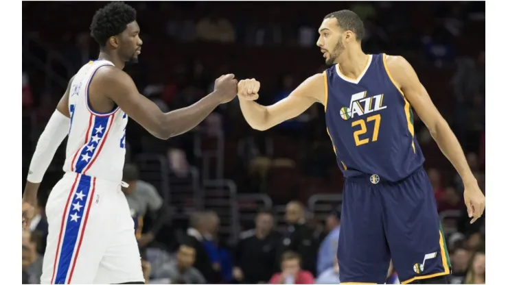 Joel Embiid (left) and Rudy Gobert (right). (Getty)
