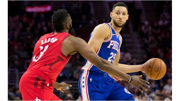 James Harden guarding Ben Simmons. (Getty)
