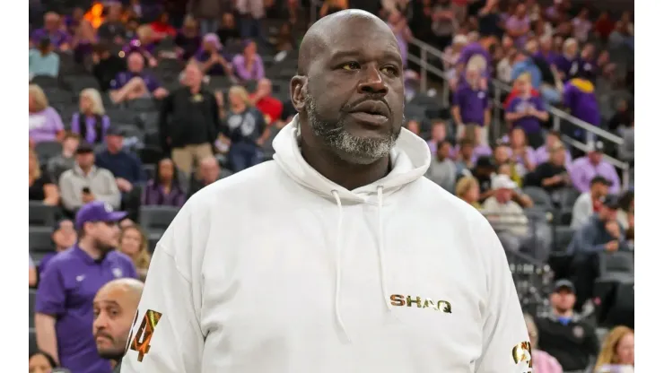 Shaquille O'Neal attends a game between the LSU Lady Tigers and the Colorado Buffaloes.
