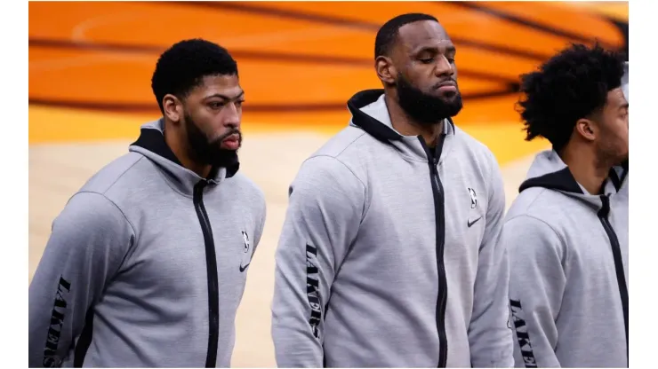 Anthony Davis, LeBron James and Quinn Cook. (Getty)
