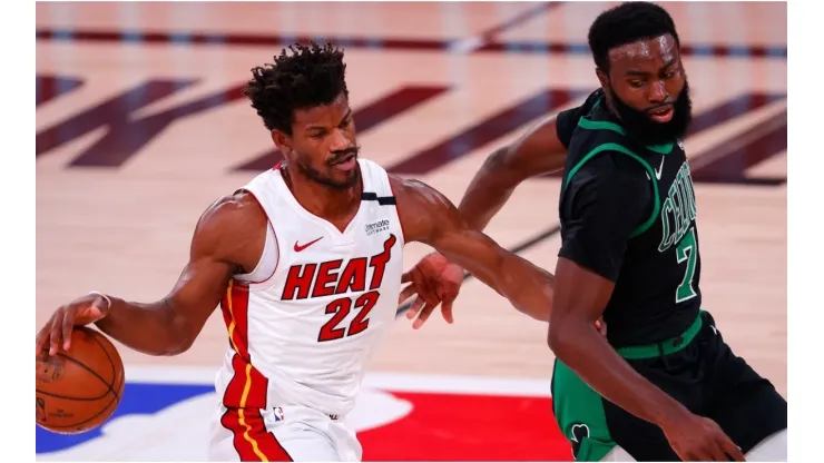 Jimmy Butler & Jaylen Brown. (Getty)
