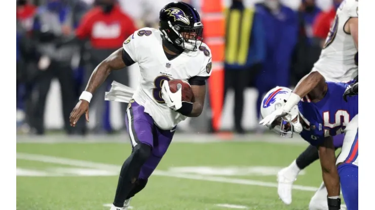 Lamar Jackson against the Buffalo Bills. (Getty)
