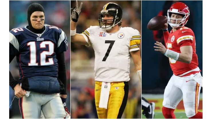 Tom Brady, Ben Roethlisberger and Patrick Mahomes. (Getty)
