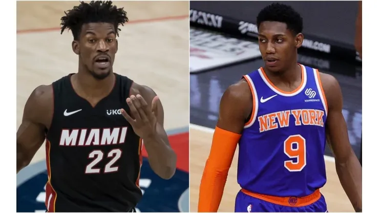 Jimmy Butler (left) & RJ Barrett. (Getty)
