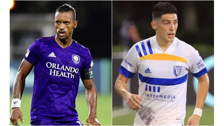 Nani of Orlando City SC (left) and Christian Espinoza of San Jose Earthquakes (Getty).
