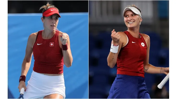 Belinda Bencic of Switzerland (left) and Marketa Vondrousova of the Czech Republic will clash in the Olympic women's tennis final at Tokyo 2020. (Getty)
