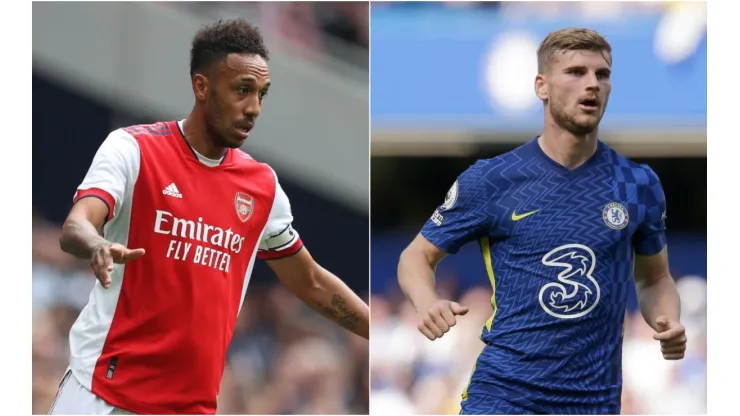 Pierre-Emerick Aubameyang of Arsenal (left) and Timo Werner of Chelsea. (Getty)
