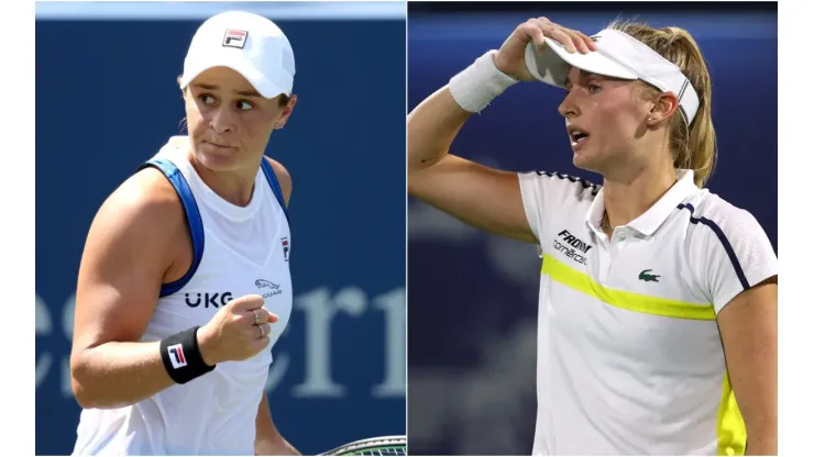 Ashleigh Barty of Australia (left) and Jil Teichmann of Switzerland (Getty).
