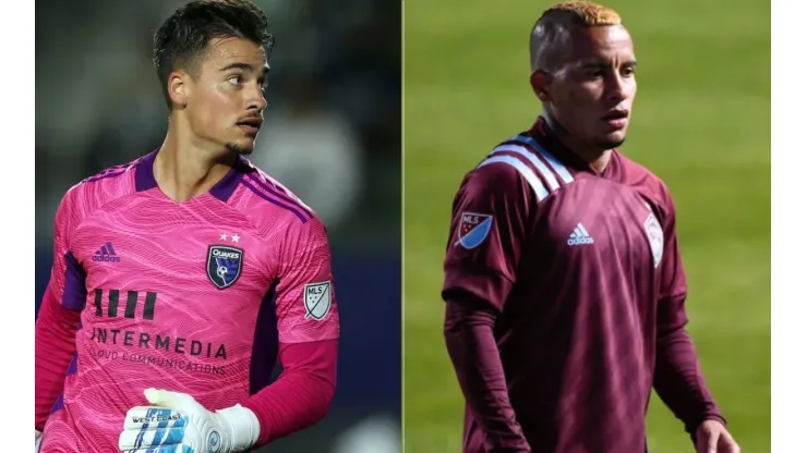 Marcinkowski of San Jose Earthquakes (left) and Michael Barrios of Colorado Rapids (right) (Getty)
