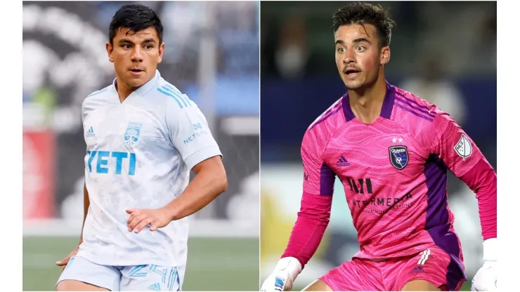 Nick Lima of Austin FC (left) and JT Marcinkowski of San Jose Earthquakes (right)
