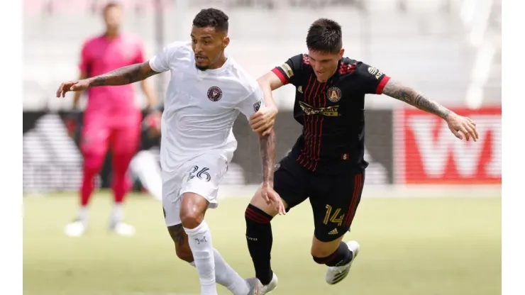 Gregore #26 of Inter Miami CF and Franco Ibarra #14 of Atlanta United
