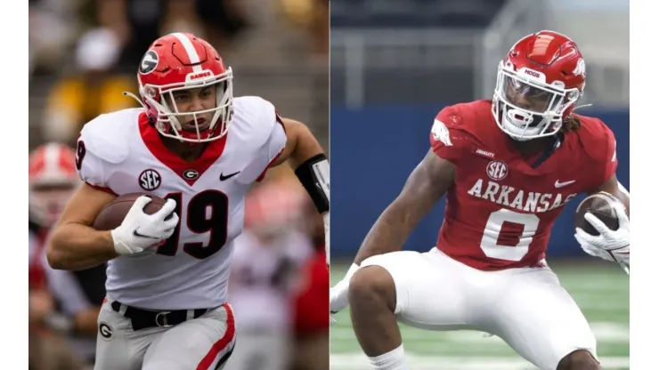 Brock Bowers of Georgia Bulldogs (left) and AJ Green of Arkansas
