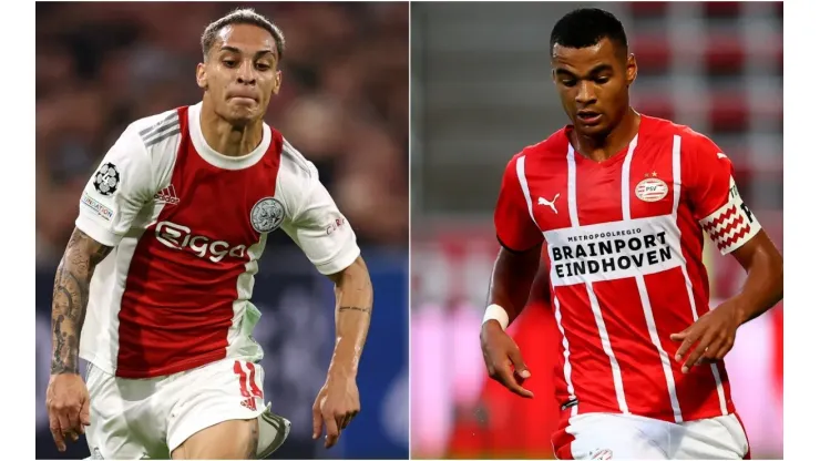 Antony of Ajax (left) and Cody Gakpo of PSV (right)
