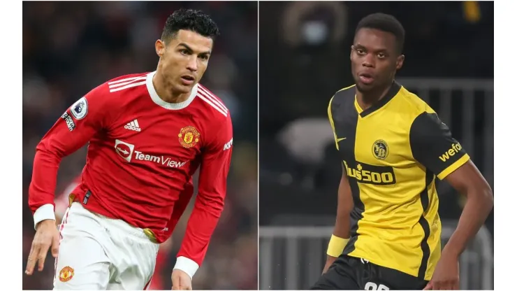 Cristiano Ronaldo of Manchester United (left) and  Christopher Martins of BSC Young Boys
