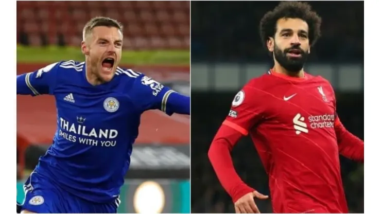 Jamie Vardy (right) of Leicester City and Mohamed Salah (left) of Liverpool
