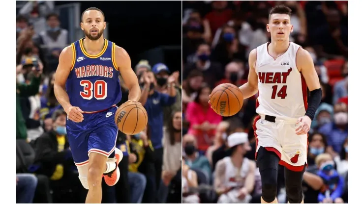 Stephen Curry (left) of Golden State Warriors and Tyler Herro (right) of Miami Heat
