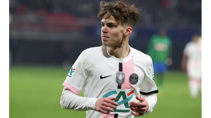 Edouard Michut of Paris Saint-Germain reacts during a French Cup.
