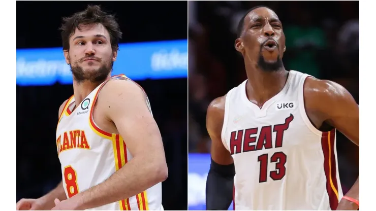 Danilo Gallinari of the Atlanta Hawks (left) and  Bam Adebayo of the Miami Heat (right)
