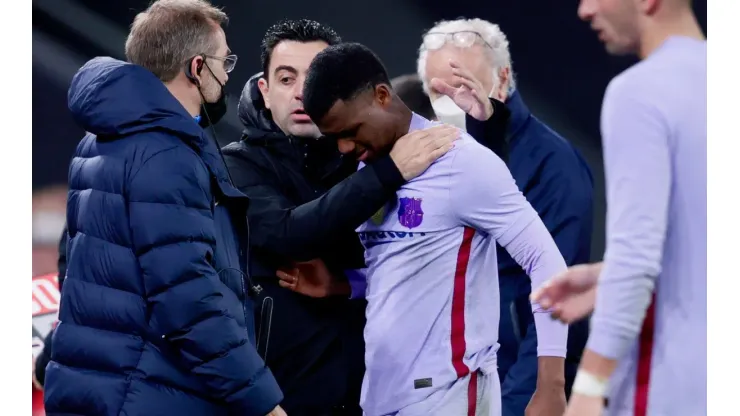 Ansu Fati of Barcelona leaves the pitch in tears against Athletic Club
