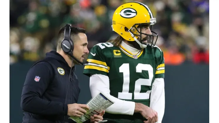 Matt LaFleur (left) and Aaron Rodgers.
