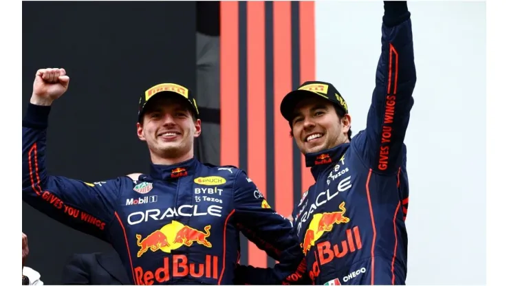 Max Verstappen and Sergio Perez of Red Bull Racing
