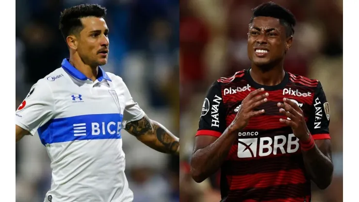 Fernando Zampedri of Universidad Catolica and Bruno Henrique of Flamengo
