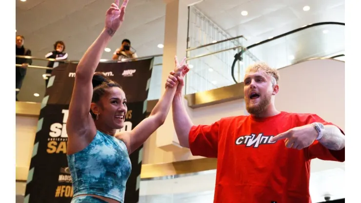 Jake Paul and his promoted boxer Amanda Serrano
