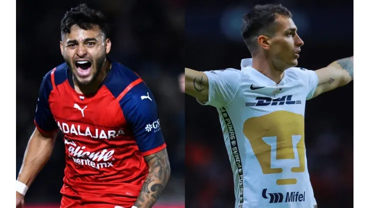 Alexis Vega of Chivas and Juan Dinenno of Pumas UNAM
