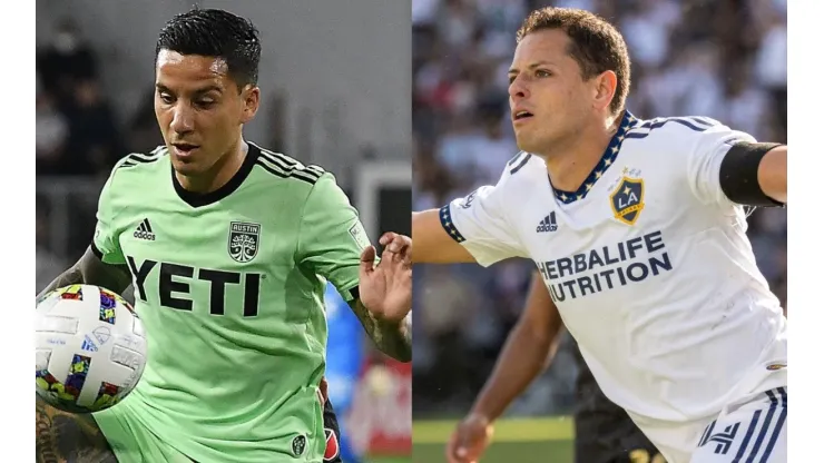 Sebastian Driussi of Austin FC and Javier Hernandez of Los Angeles Galaxy
