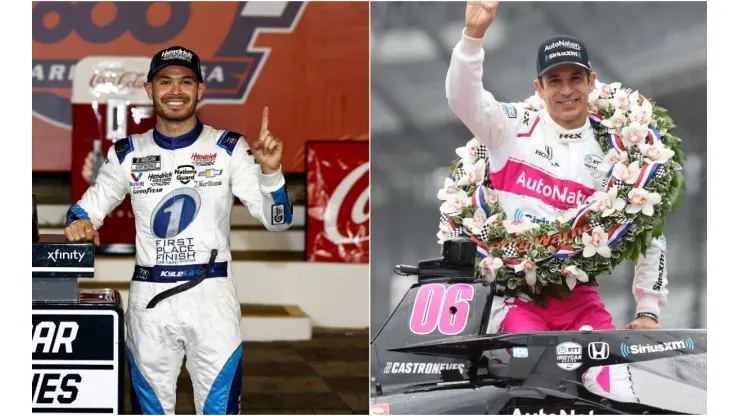 Kyle Larson (L) and Helio Castroneves (R), last winners of the Coca-Cola 600 and the Indy 500, respectively
