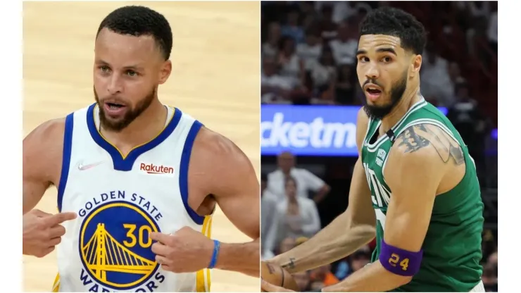 Stephen Curry of the Golden State Warriors and Jayson Tatum of the Boston Celtics
