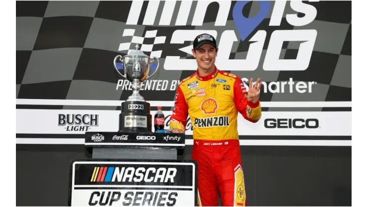 Joey Logano, winner of the Enjoy Illinois 300
