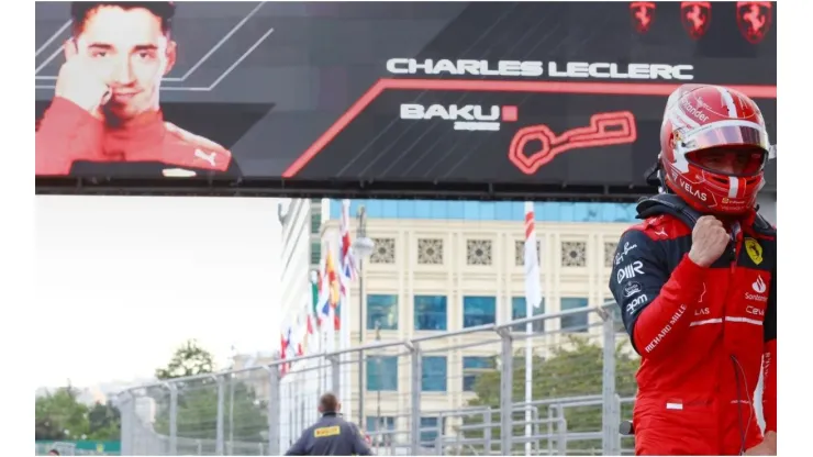 Pole position qualifier Charles Leclerc of Ferrari
