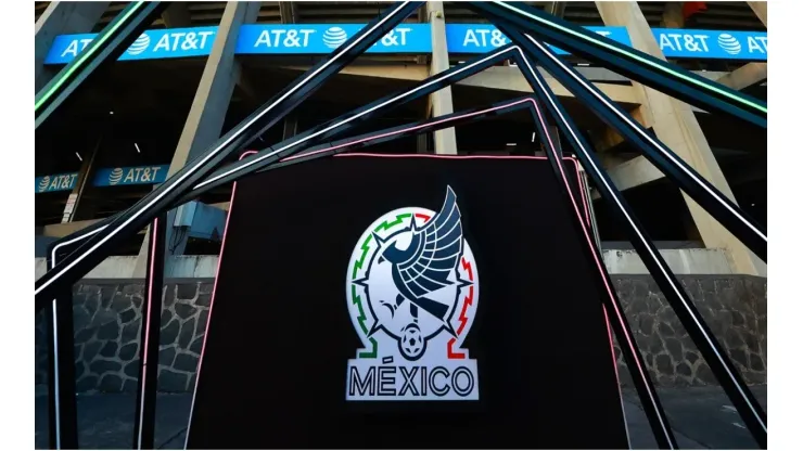 Logo of Mexico national football team outside Azteca Stadium
