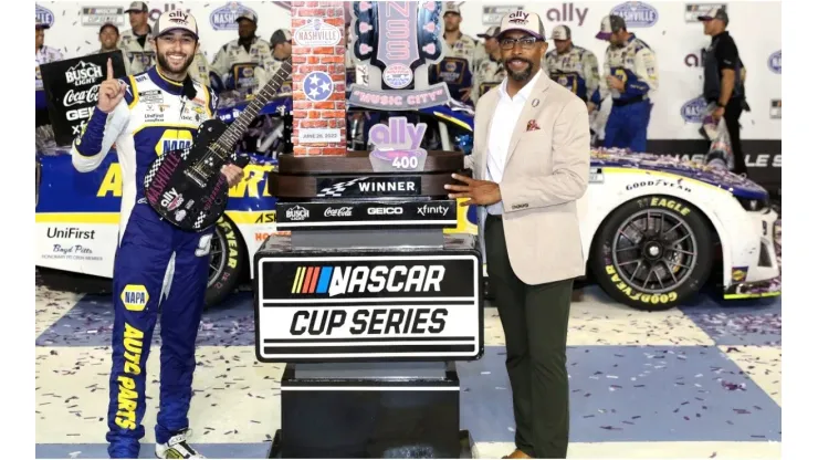 Chase Elliot after winning the NASCAR Cup Series Ally 400
