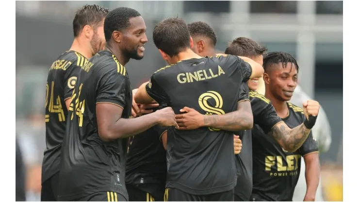 Ismael Tajouri of Los Angeles FC celebrates with teammates
