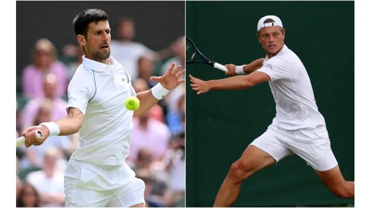 Novak Djokovic (left) and Tim van Rijthoven
