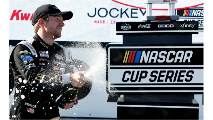 Tyler Reddick celebrates after winning the Kwik Trip 250 at Road America
