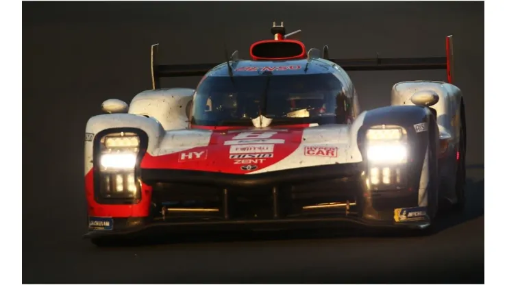 Toyota Gazoo Racing GR010 Hybrid of Sebastien Buemi, Brendon Hartley, and Ryo Hirakawa drives during the 24 Hours of Le Mans
