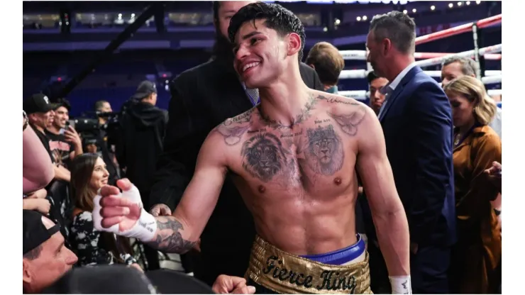 Ryan Garcia walks out of the ring after defeating Emmanuel Tagoe
