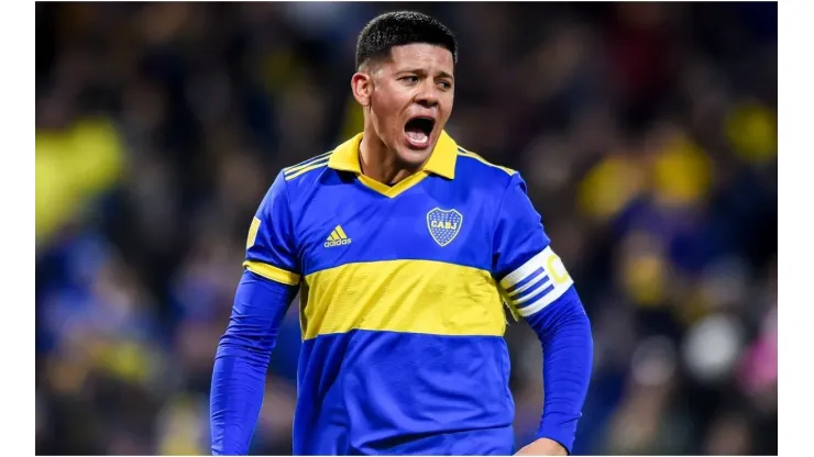 Marcos Rojo of Boca Juniors celebrates after scoring
