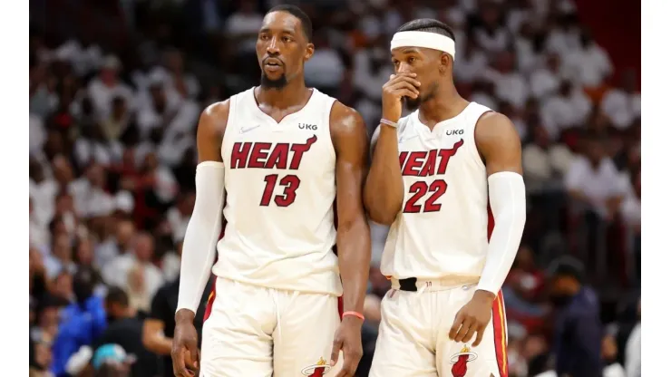 Bam Adebayo (left) and Jimmy Butler.
